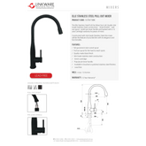 Linkware Elle Matte Black Pull Out Sink Mixer